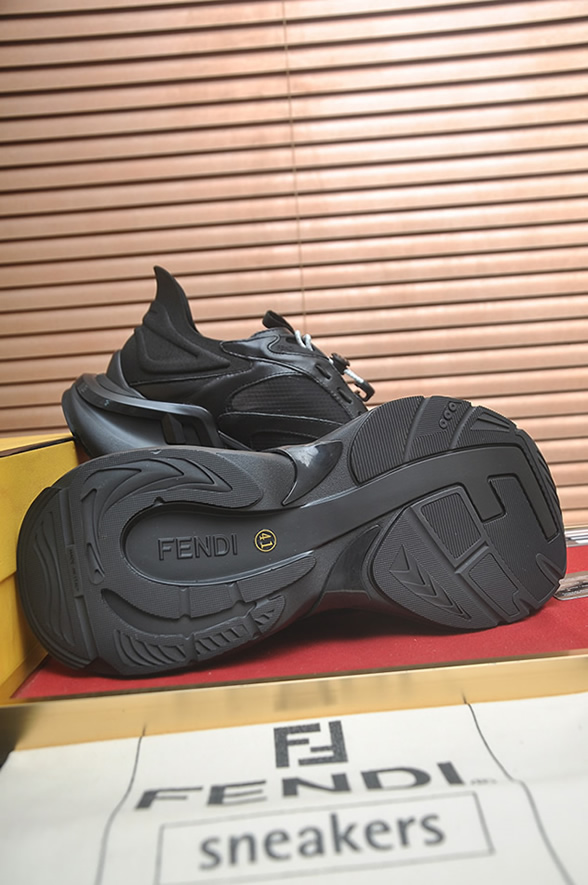 フェンディ テクニカル メッシュ&レザー スニーカー オールブラック shoes618 - 画像 (7)