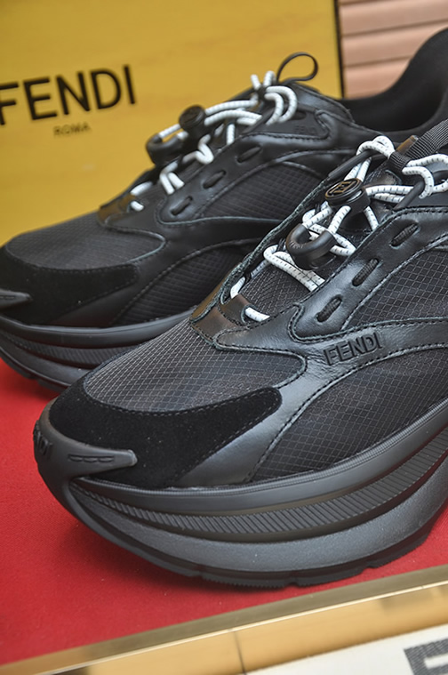 フェンディ テクニカル メッシュ&レザー スニーカー オールブラック shoes618 - 画像 (8)