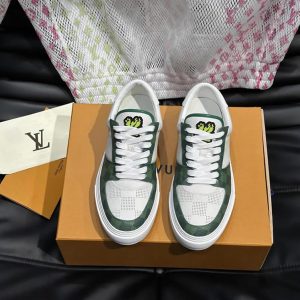 ルイ・ヴィトン ダミエ パンチングレザー スニーカー ホワイト グリーン shoes619
