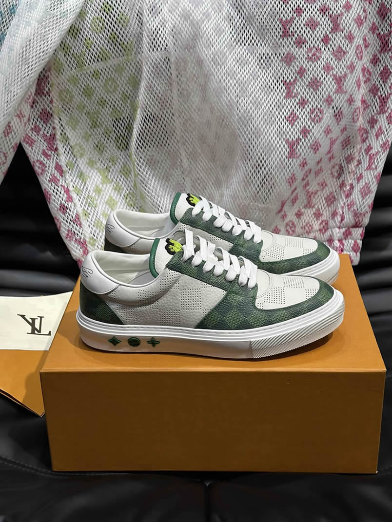 ルイ・ヴィトン ダミエ パンチングレザー スニーカー ホワイト グリーン shoes619 - 画像 (3)