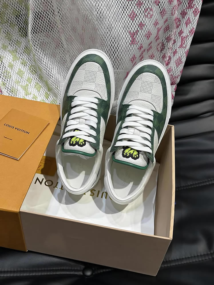 ルイ・ヴィトン ダミエ パンチングレザー スニーカー ホワイト グリーン shoes619 - 画像 (4)