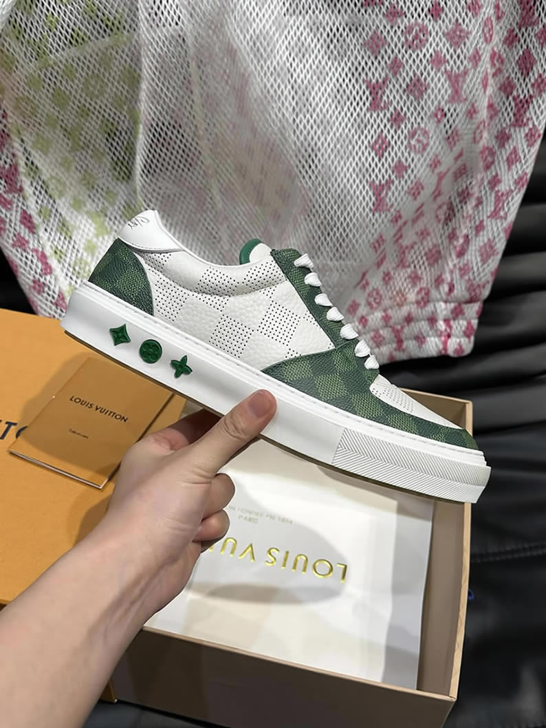 ルイ・ヴィトン ダミエ パンチングレザー スニーカー ホワイト グリーン shoes619 - 画像 (5)