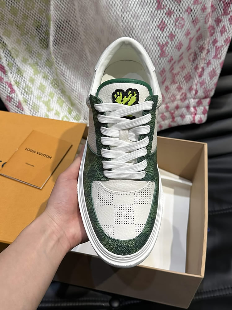 ルイ・ヴィトン ダミエ パンチングレザー スニーカー ホワイト グリーン shoes619 - 画像 (6)