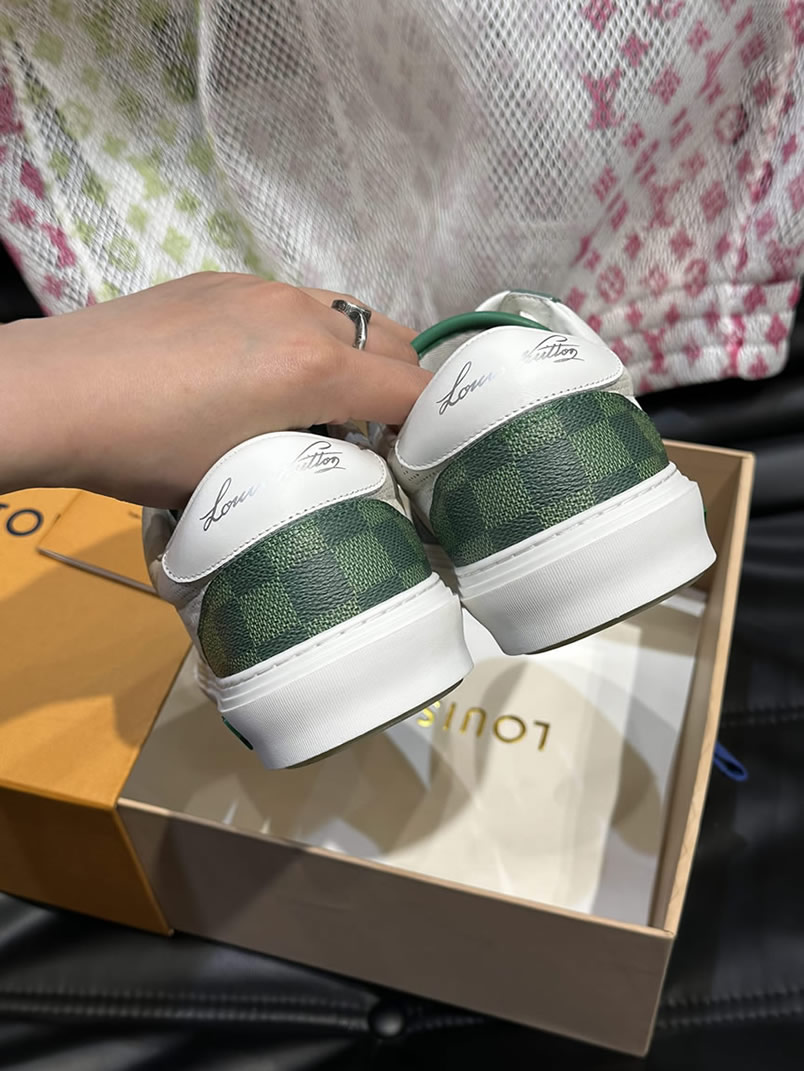 ルイ・ヴィトン ダミエ パンチングレザー スニーカー ホワイト グリーン shoes619 - 画像 (7)