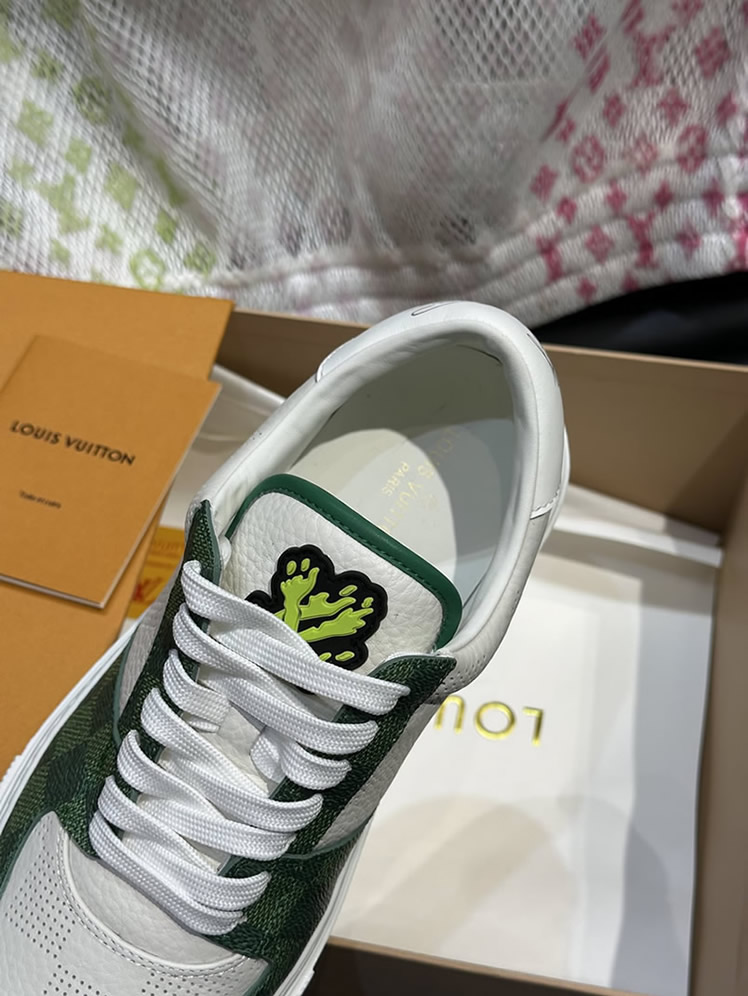 ルイ・ヴィトン ダミエ パンチングレザー スニーカー ホワイト グリーン shoes619 - 画像 (8)