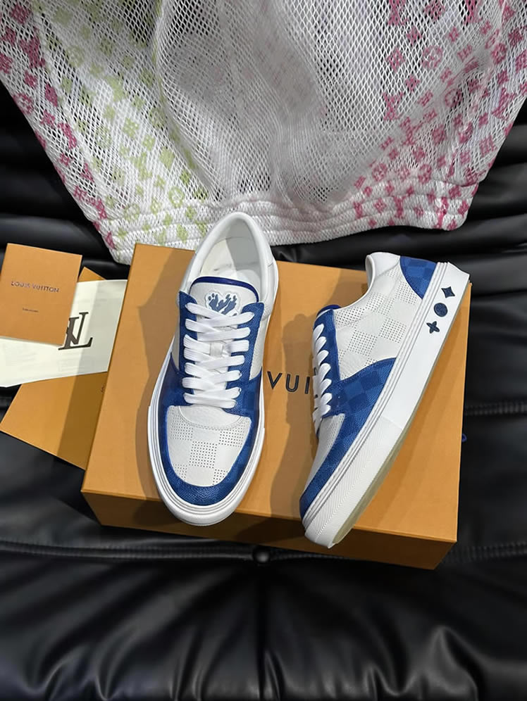 ルイ・ヴィトン ダミエ パンチングレザー スニーカー ホワイト ブルー shoes620 - 画像 (2)