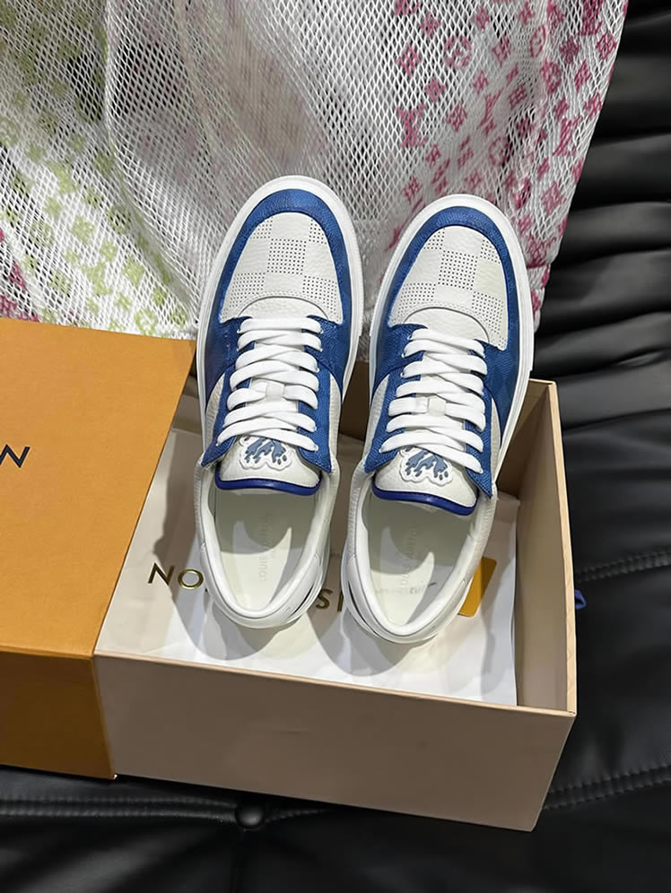 ルイ・ヴィトン ダミエ パンチングレザー スニーカー ホワイト ブルー shoes620 - 画像 (4)