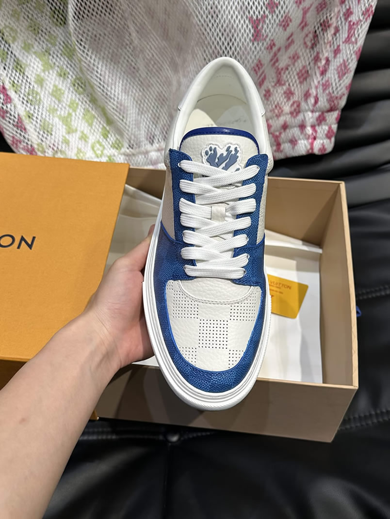 ルイ・ヴィトン ダミエ パンチングレザー スニーカー ホワイト ブルー shoes620 - 画像 (6)