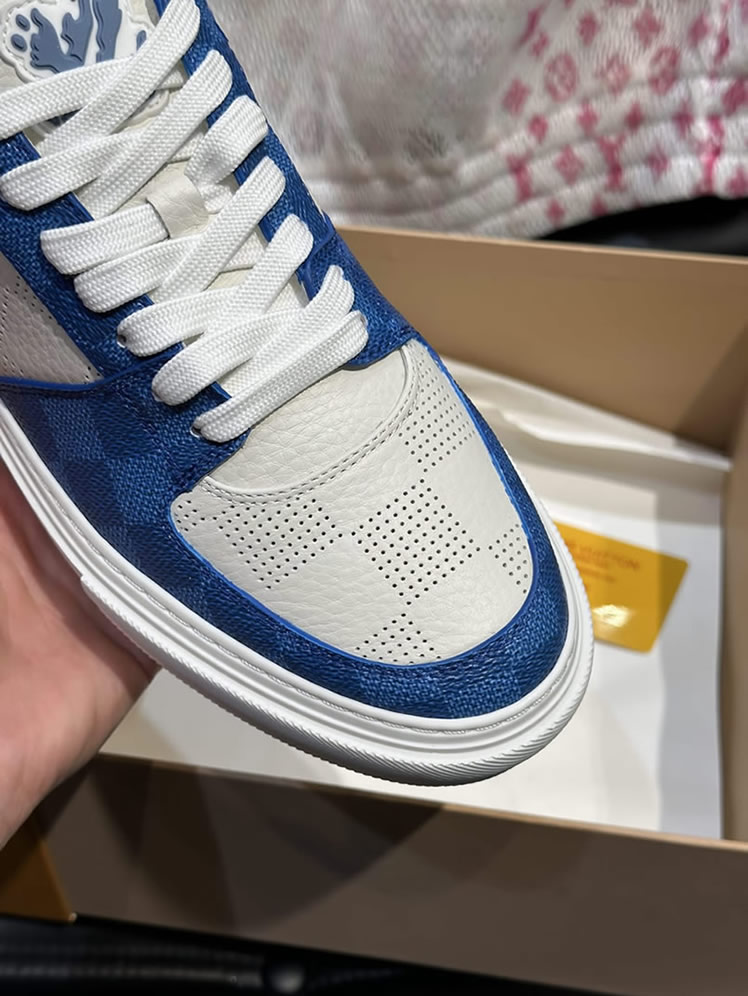 ルイ・ヴィトン ダミエ パンチングレザー スニーカー ホワイト ブルー shoes620 - 画像 (7)