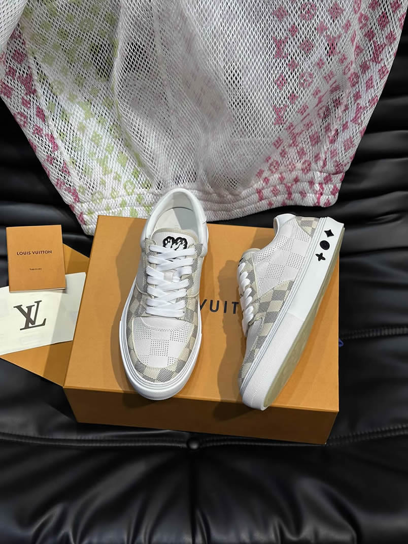 ルイ・ヴィトン ダミエ パンチングレザー スニーカー ホワイト ベージュ shoes621 - 画像 (2)