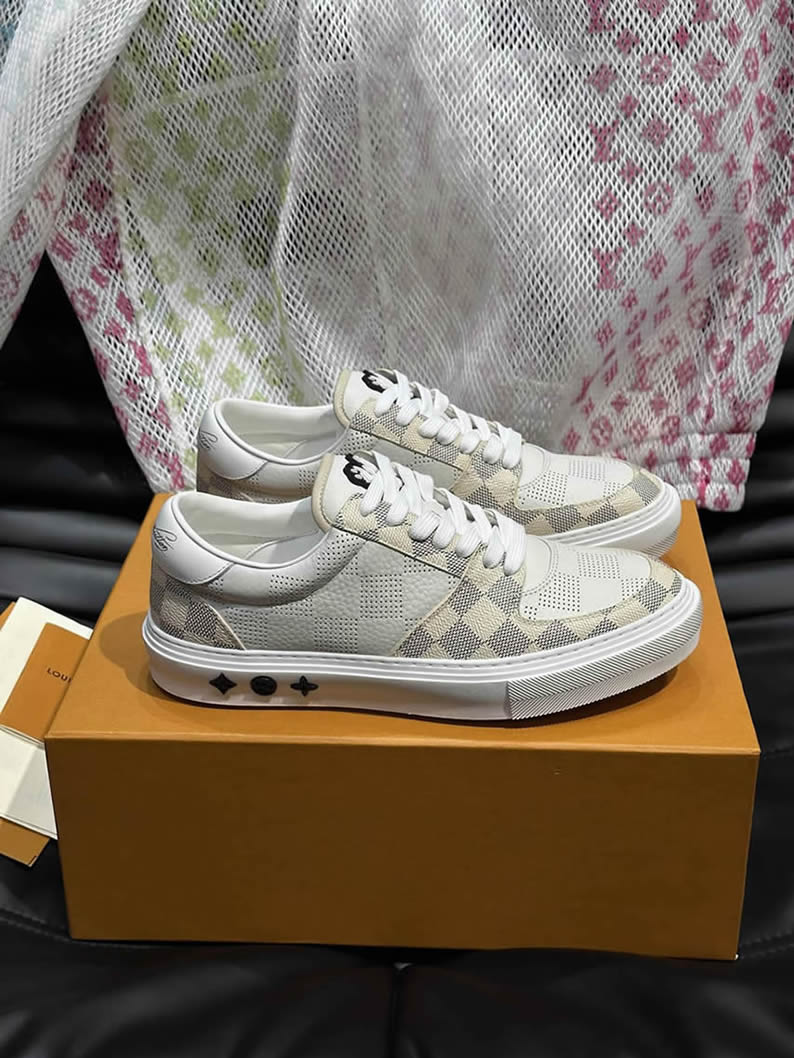ルイ・ヴィトン ダミエ パンチングレザー スニーカー ホワイト ベージュ shoes621 - 画像 (3)