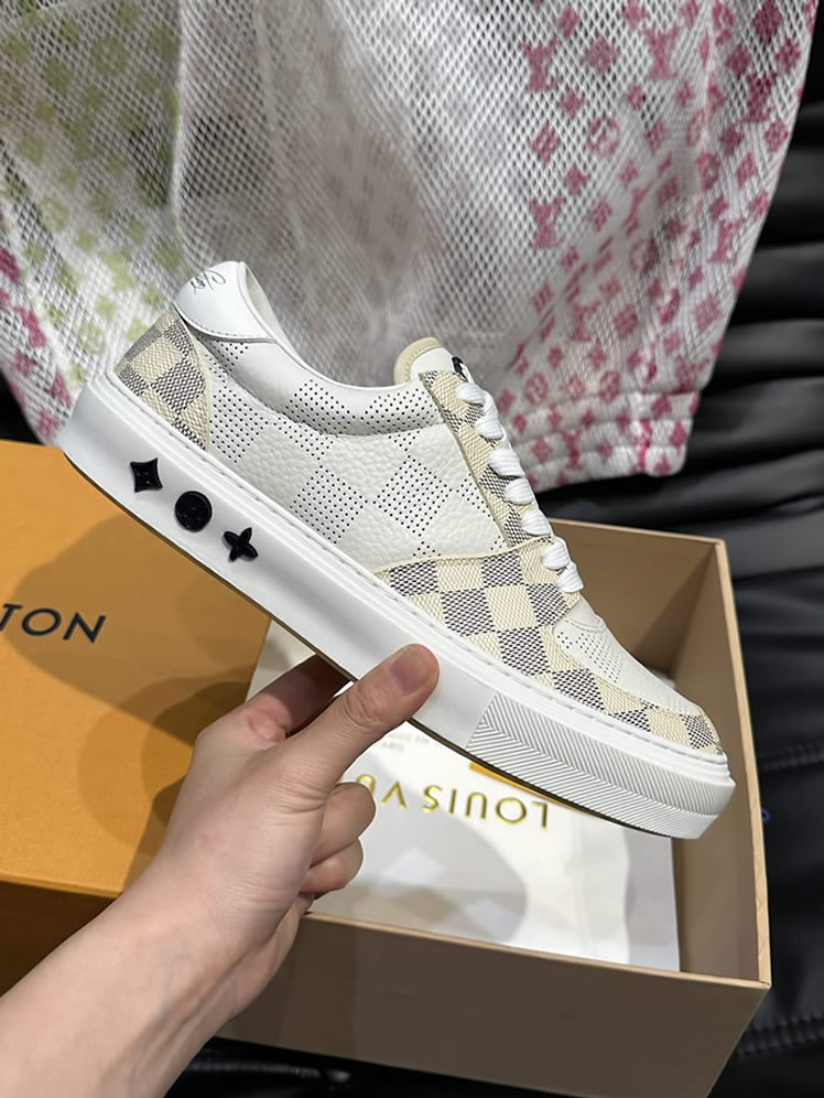 ルイ・ヴィトン ダミエ パンチングレザー スニーカー ホワイト ベージュ shoes621 - 画像 (5)