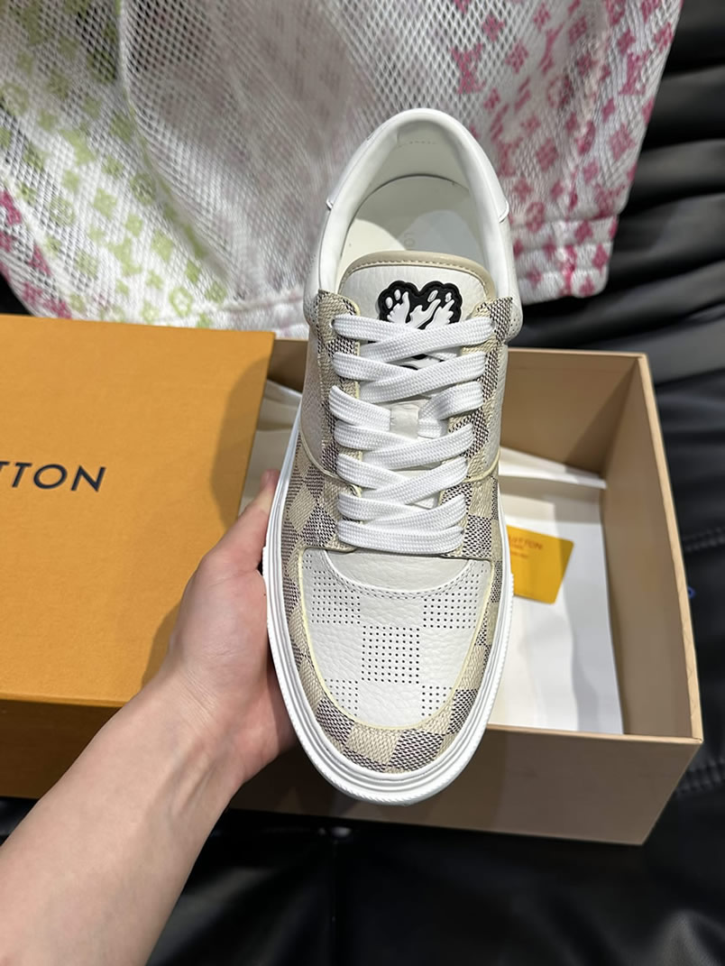 ルイ・ヴィトン ダミエ パンチングレザー スニーカー ホワイト ベージュ shoes621 - 画像 (6)