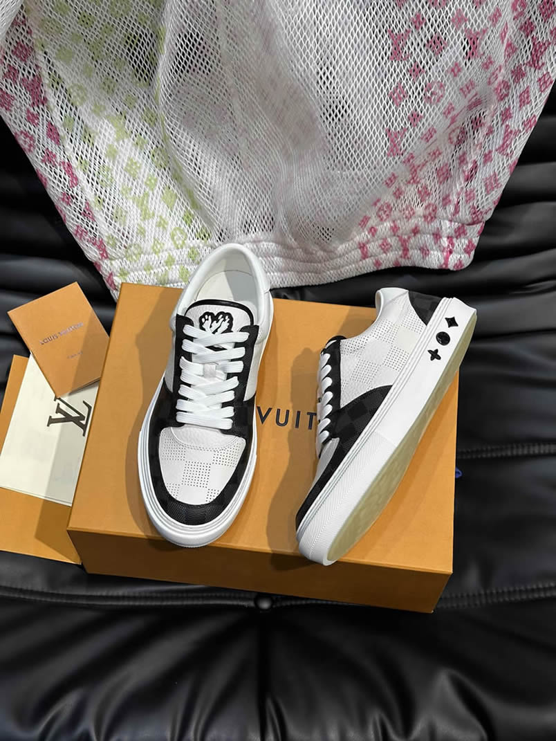 ルイ・ヴィトン ダミエ パンチングレザー スニーカー ホワイト ブラック shoes622 - 画像 (2)