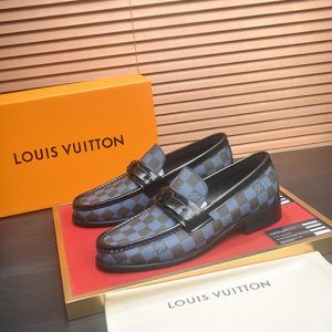 ルイ・ヴィトン メジャー・ライン ローファー ダミエ ブルー ブラウン shoes635