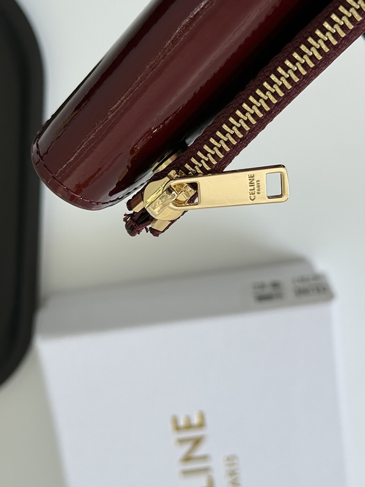 セリーヌ トリオンフ コンパクトウォレット パテント バーガンディ ceg4780 - 画像 (5)