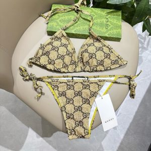 グッチ GGパターン 三角ビキニ スイムウェア イエローブラウン FS518