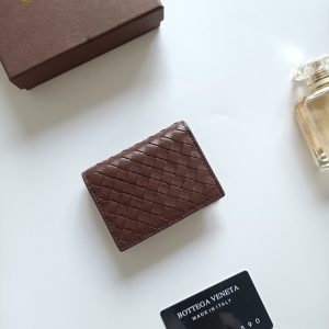 ボッテガヴェネタ イントレチャート レザー 三つ折り財布 ミニウォレット ブラウン 814091