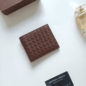 ボッテガヴェネタ イントレチャート レザー 二つ折り財布 札入れ ブラウン 743211