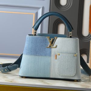 ルイヴィトン カプシーヌ BB モノグラム デニム パッチワーク 2WAY ハンドバッグ ブルー M27302