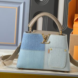 ルイヴィトン カプシーヌ BB モノグラム デニア パッチワーク 2WAY ハンドバッグ ブルー ベージュ M27302