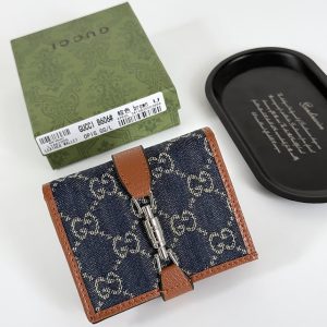 グッチ ジャッキー 1961 GGデニム 二つ折り財布 コインパース付き ブルー gucB606