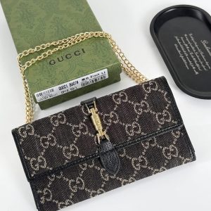グッチ ジャッキー 1961 GGキャンバス チェーンウォレット 長財布 ブラック gucB607