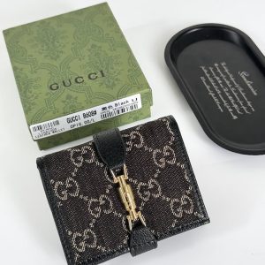 グッチ ジャッキー 1961 GGキャンバス 二つ折り財布 コインパース付き ブラック gucB608