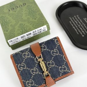 グッチ ジャッキー 1961 GGデニム 二つ折り財布 コインパース付き ブルー gucB608
