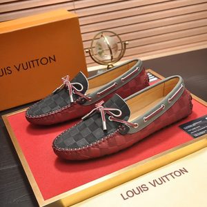 ルイヴィトン ホッケンハイム ライン ダミエ アンフィニ ローファー ドライビングシューズ ボルドー shoes642