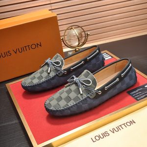 ルイヴィトン ホッケンハイム ライン ダミエ アンフィニ ローファー ドライビングシューズ ブルー shoes643