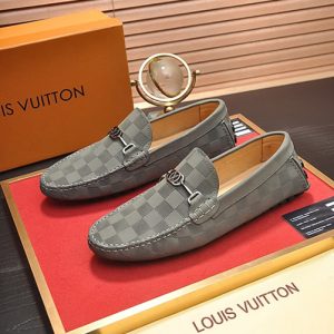 ルイヴィトン ホッケンハイム ライン ダミエ アンフィニ ローファー ドライビングシューズ グレー shoes646