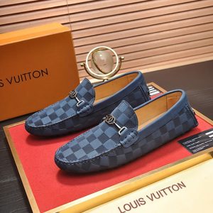 ルイヴィトン ホッケンハイム ライン ダミエ アンフィニ ローファー ドライビングシューズ ブルー shoes647