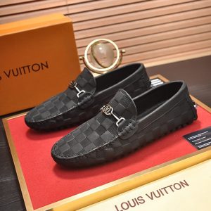 ルイヴィトン ホッケンハイム ライン ダミエ アンフィニ ローファー ドライビングシューズ ブラック shoes648