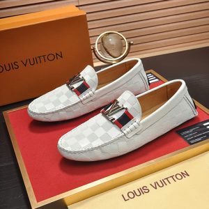 ルイヴィトン ホッケンハイム ライン ダミエ アンフィニ ローファー ドライビングシューズ ホワイト shoes649