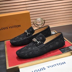 ルイヴィトン ホッケンハイム ライン モノグラム アンプラント ローファー ドライビングシューズ ブラック shoes657