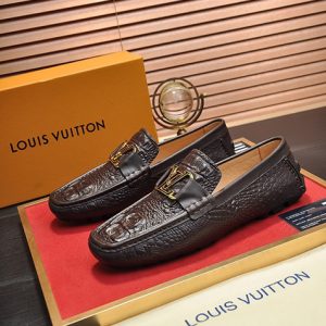 ルイヴィトン ホッケンハイム ライン クロコ型押し ローファー ドライビングシューズ ダークブラウン shoes660