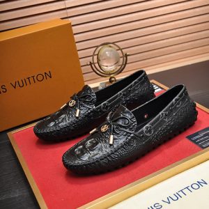 ルイヴィトン アリゾナ ライン クロコ型押し ローファー ドライビングシューズ ブラック shoes663