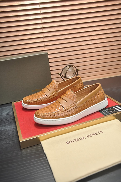 ボッテガヴェネタ イントレチャート レザー ローファー スニーカー スリッポン ライトブラウン shoes668