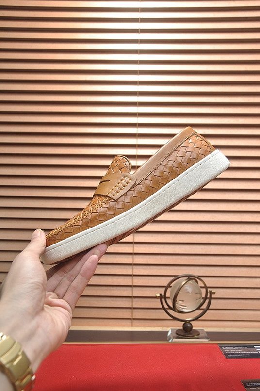 ボッテガヴェネタ イントレチャート レザー ローファー スニーカー スリッポン ライトブラウン shoes668 - 画像 (5)