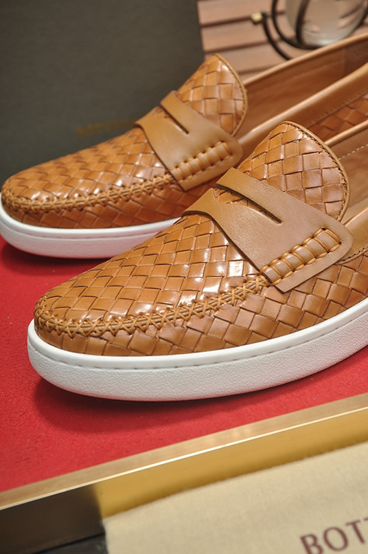 ボッテガヴェネタ イントレチャート レザー ローファー スニーカー スリッポン ライトブラウン shoes668 - 画像 (8)