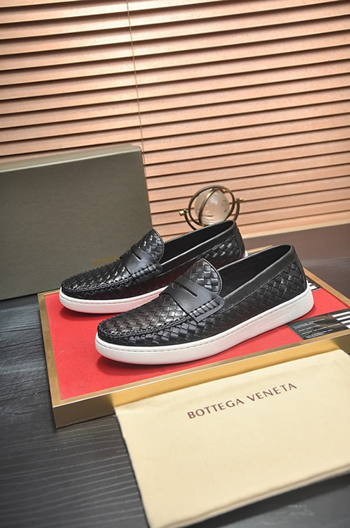 ボッテガヴェネタ イントレチャート レザー ローファー スニーカー スリッポン ブラック shoes670