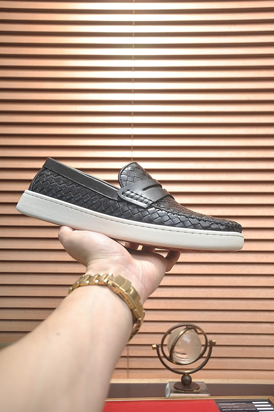 ボッテガヴェネタ イントレチャート レザー ローファー スニーカー スリッポン ブラック shoes670 - 画像 (4)