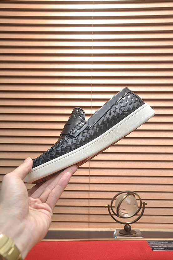 ボッテガヴェネタ イントレチャート レザー ローファー スニーカー スリッポン ブラック shoes670 - 画像 (5)