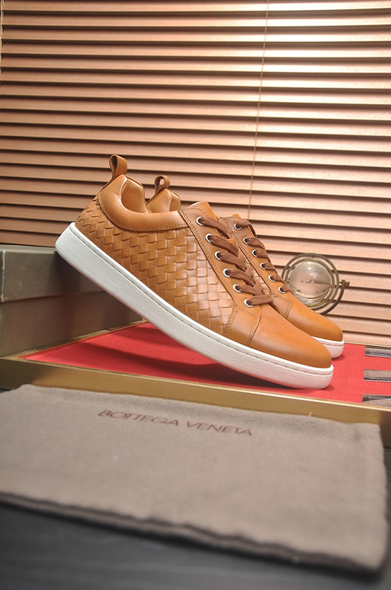 ボッテガヴェネタ イントレチャート レザー ローカット スニーカー ライトブラウン shoes671 - 画像 (3)