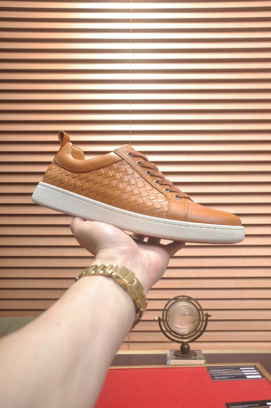 ボッテガヴェネタ イントレチャート レザー ローカット スニーカー ライトブラウン shoes671 - 画像 (4)