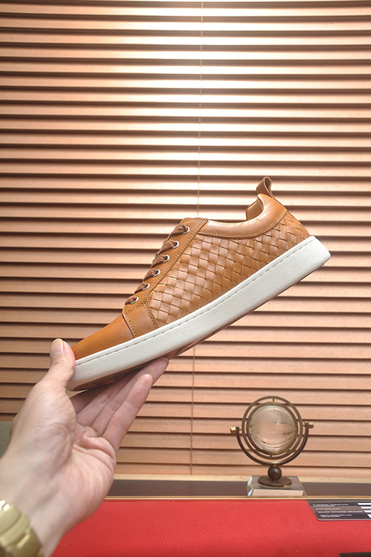 ボッテガヴェネタ イントレチャート レザー ローカット スニーカー ライトブラウン shoes671 - 画像 (5)