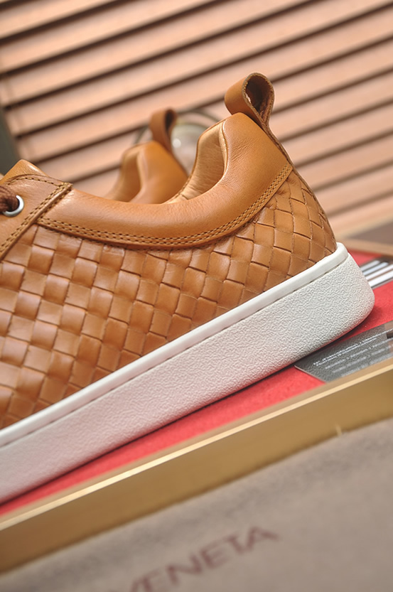 ボッテガヴェネタ イントレチャート レザー ローカット スニーカー ライトブラウン shoes671 - 画像 (9)