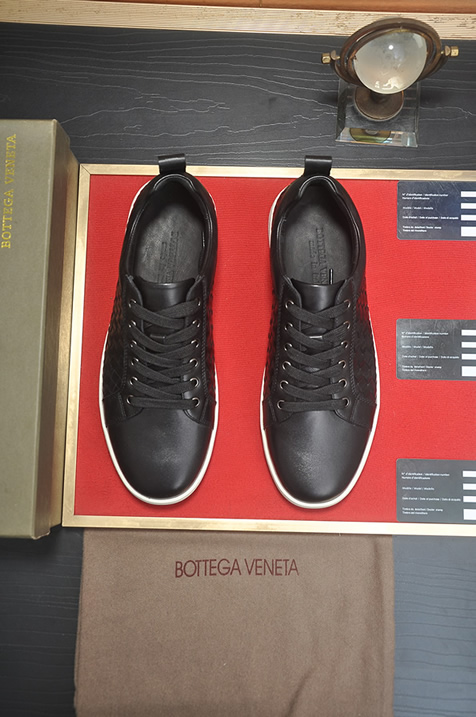 ボッテガヴェネタ イントレチャート レザー ローカット スニーカー ブラック shoes672 - 画像 (2)