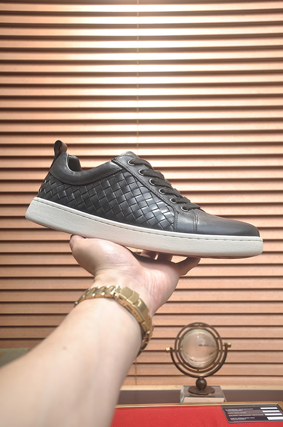 ボッテガヴェネタ イントレチャート レザー ローカット スニーカー ブラック shoes672 - 画像 (4)